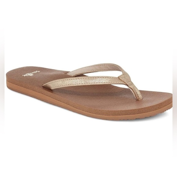 Sanuk Shoes Nib Sanuk Yoga Joy Shimmer Metallic Flip Flop Sandals